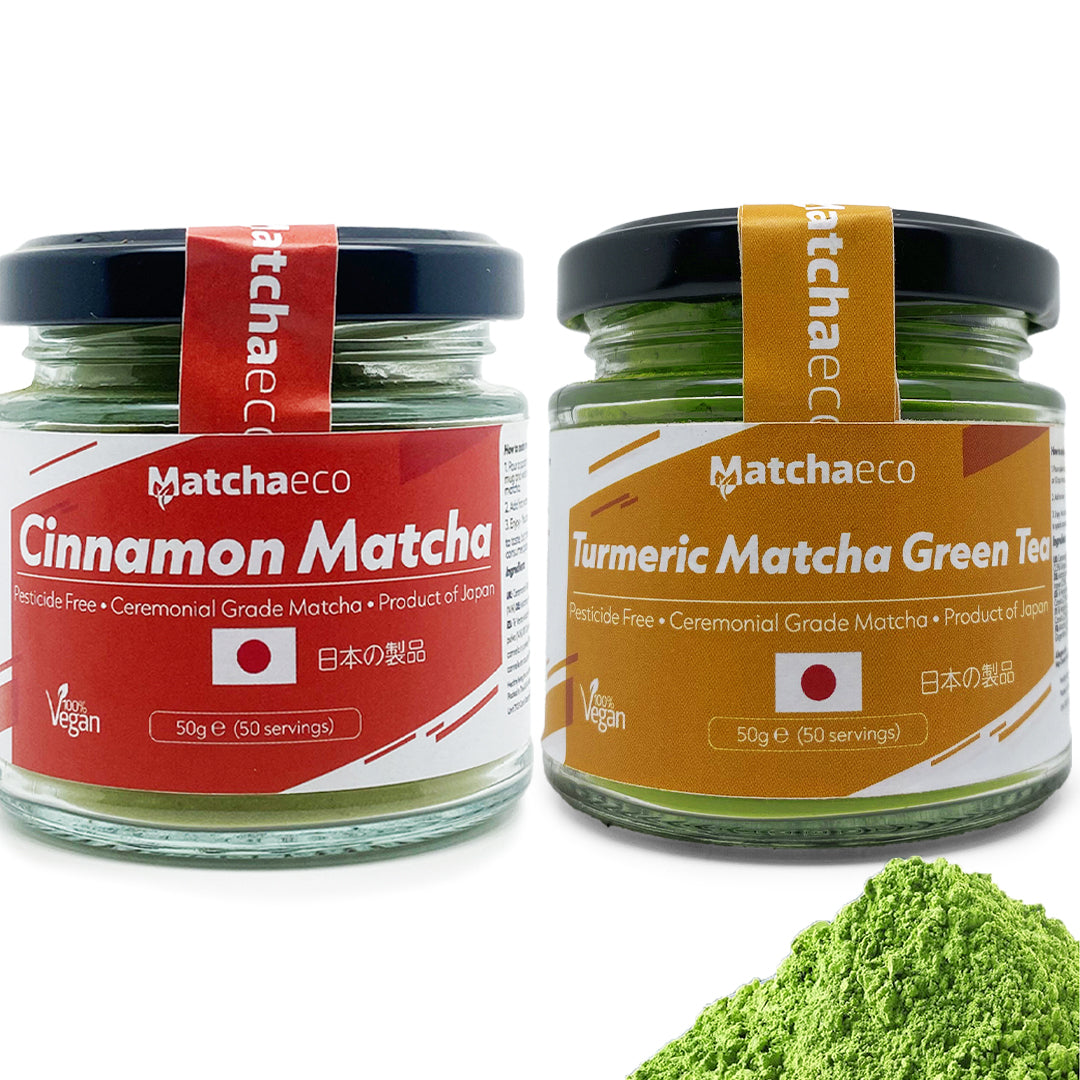 Turmeric Cinnamon Duo matochaeco matcha
regular matcha
